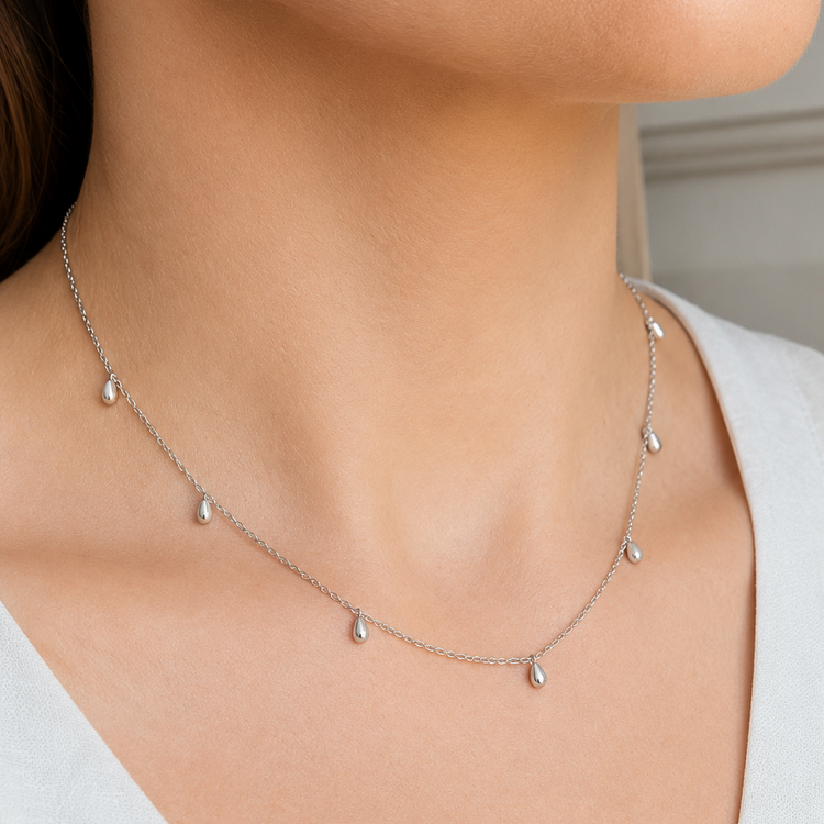 Everyday Silver Mini Droplet Necklace – Necklace – Little Nell Jewellery