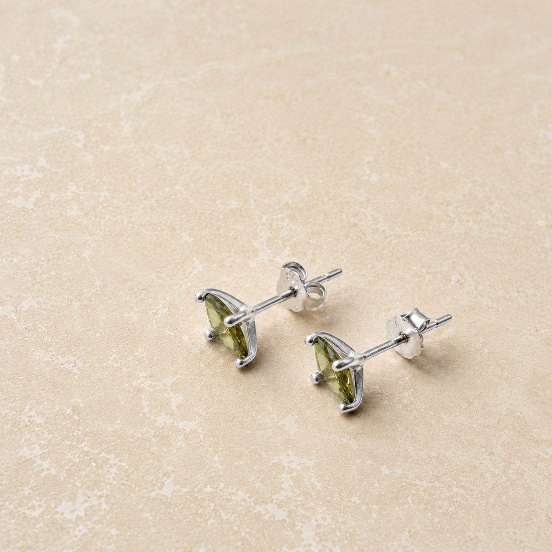 Silver Olive Marquise Studs – Stud Earrings – Little Nell Jewellery