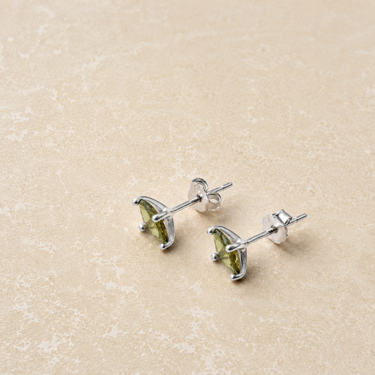 Silver Olive Marquise Studs – Stud Earrings – Little Nell Jewellery