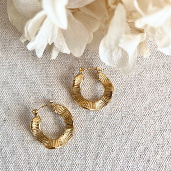 Everyday Gold Wavy Hoops Little Nell Jewellery