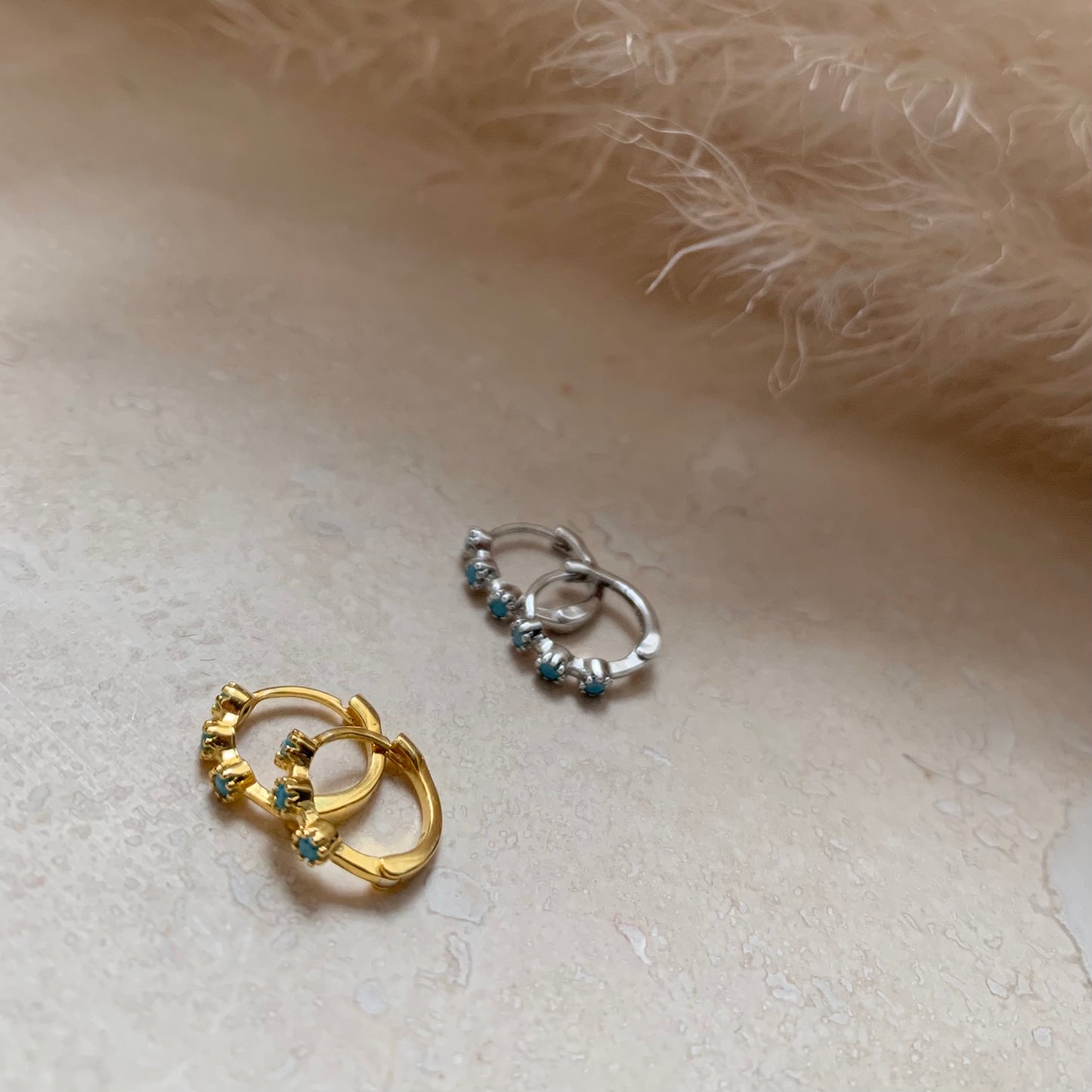 Small turquoise hoop best sale earrings