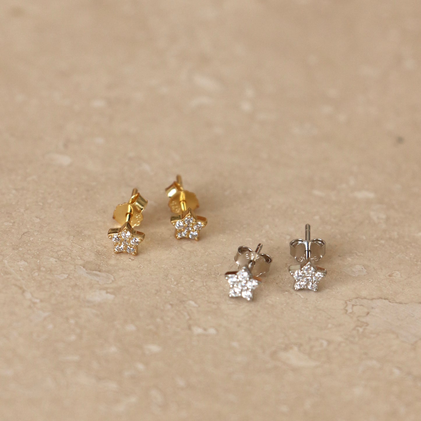 Gold or Silver Micro Star Studs