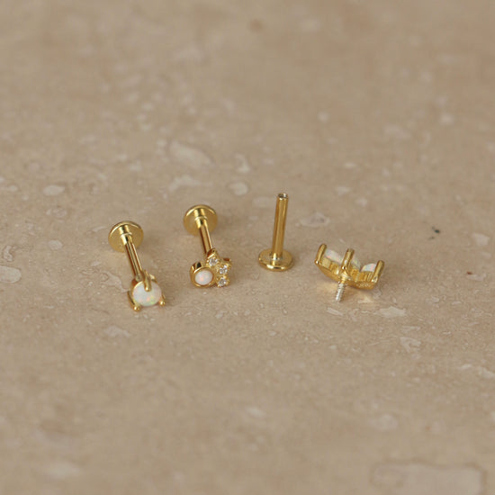 Gold Opal Labret Single Stud