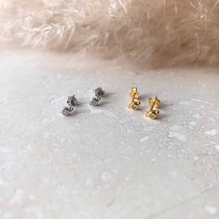 Gold or Silver Paisley Studs – Stud Earrings – Little Nell Jewellery