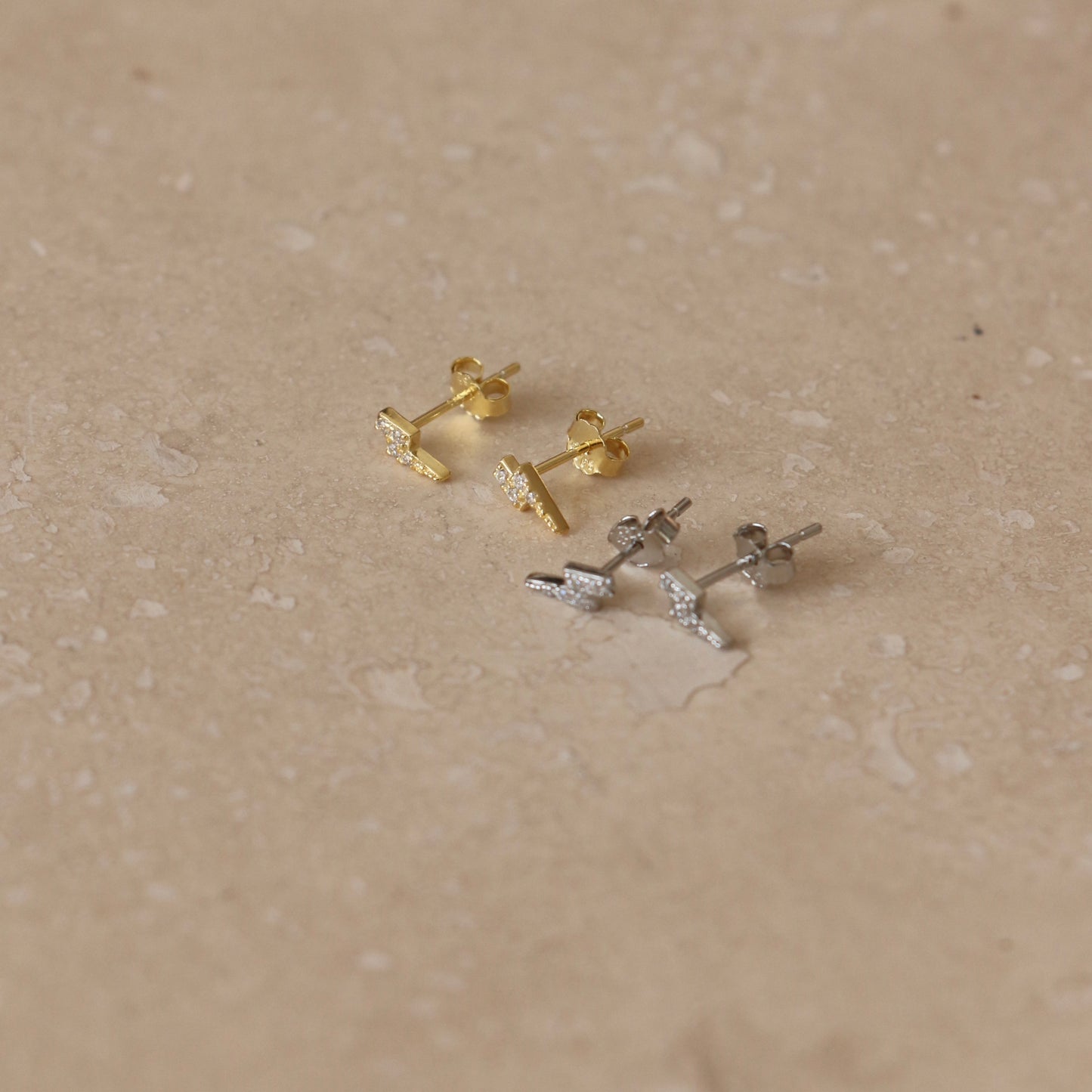 Gold or Silver Micro Lightning Bolt Studs