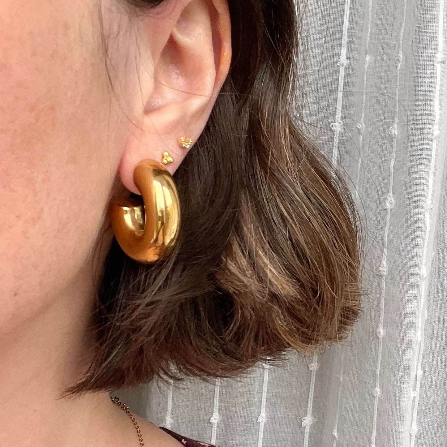Everyday Lightweight Chunky Gold Hoops Little Nell Jewellery