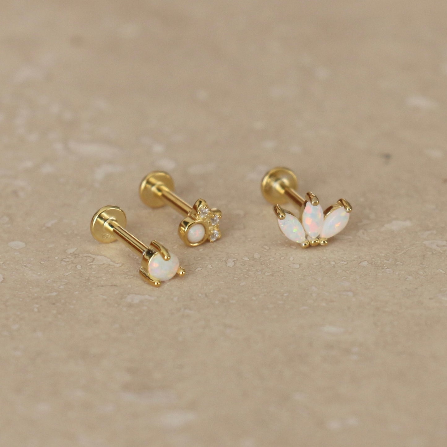 Gold Opal Labret Single Stud