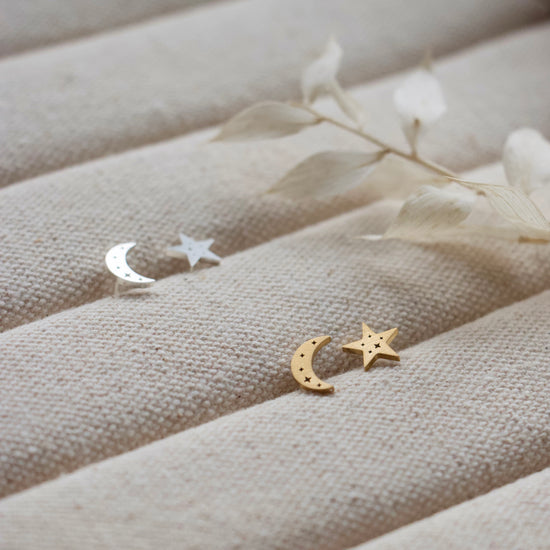 Everyday Moon and Star Studs