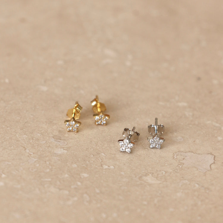 Gold or Silver Micro Star Studs – Stud Earrings – Little Nell Jewellery
