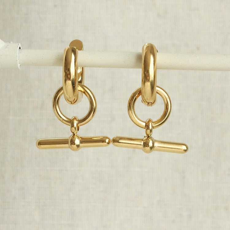 Everyday Gold Bar Hoop Earrings – Hoop Earrings – Little Nell Jewellery