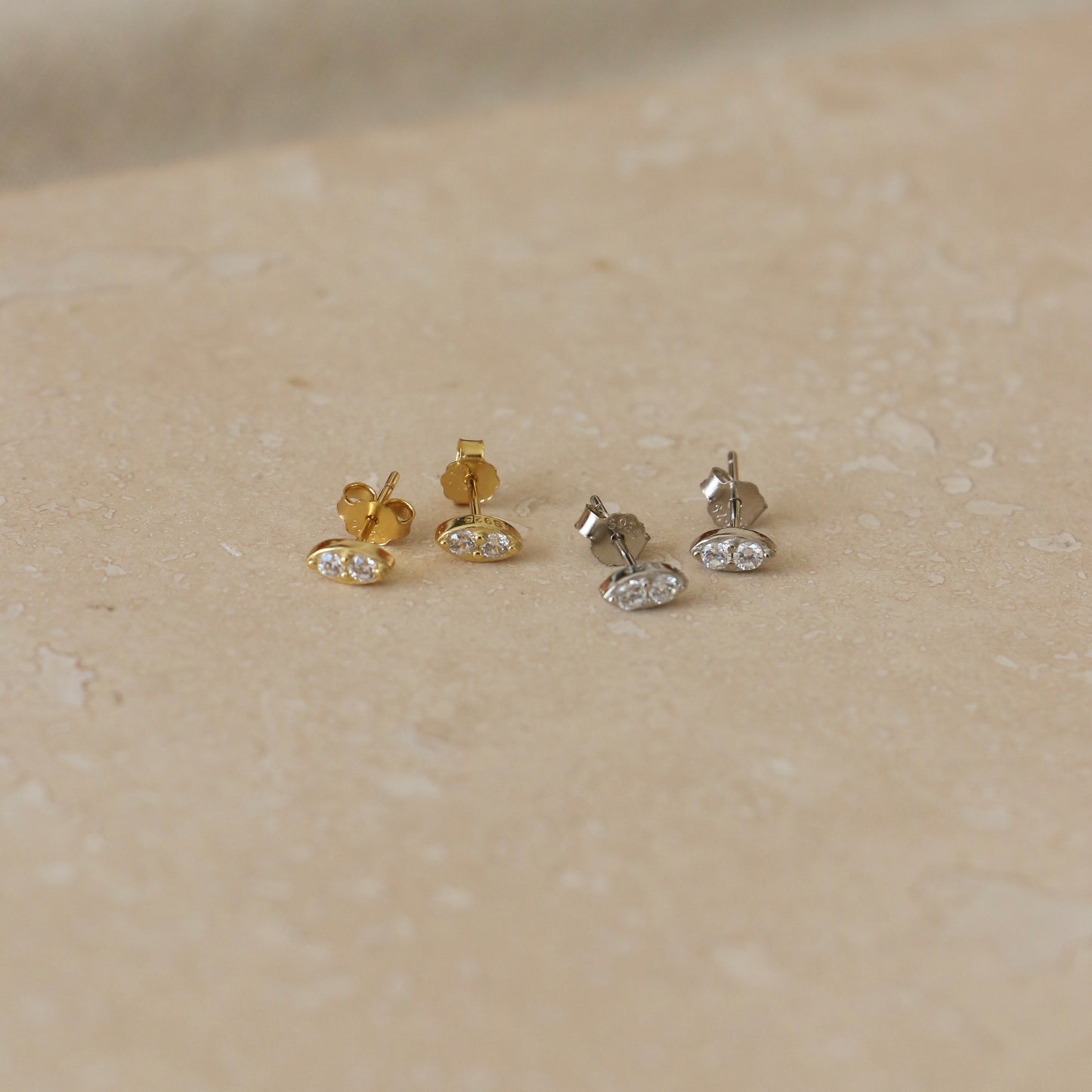 Gold or Silver Ellipse Studs