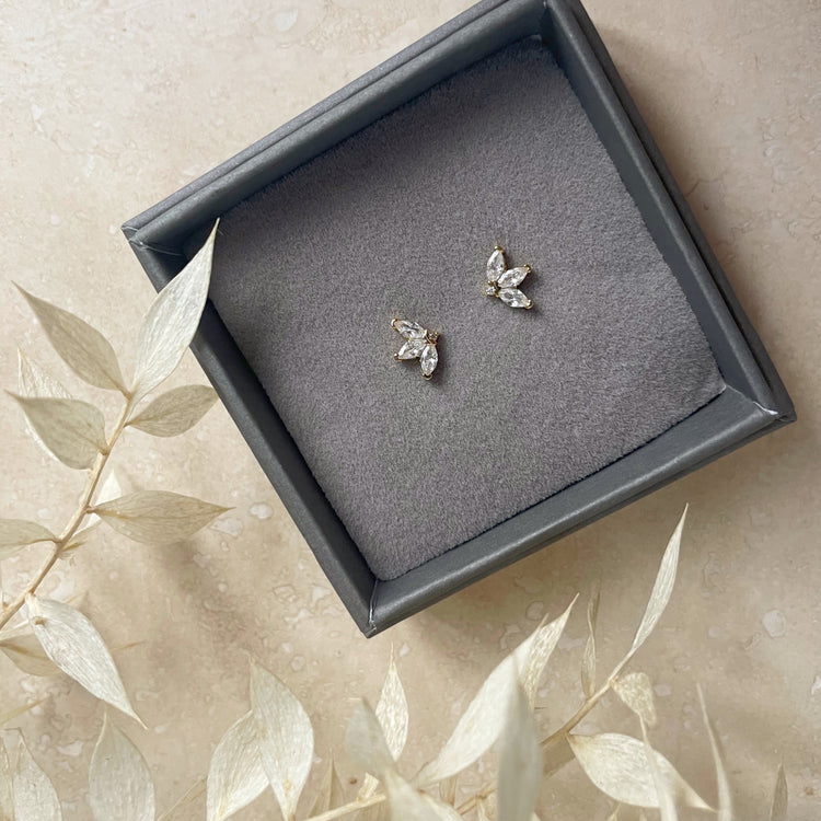 Gold or Silver Fan Studs – Stud Earrings – Little Nell Jewellery