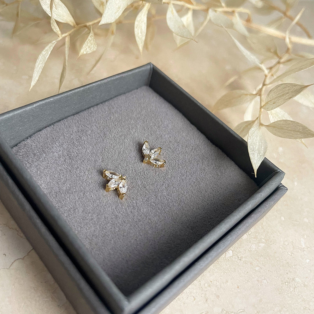 Gold or Silver Fan Studs – Stud Earrings – Little Nell Jewellery