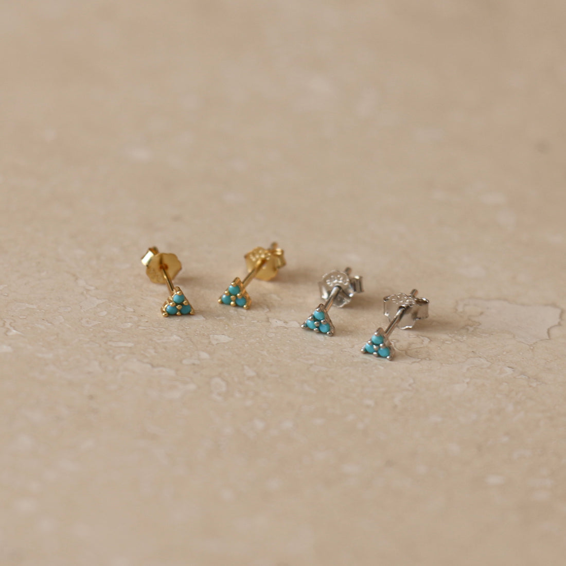 Trio Turquoise Micro Studs – Stud Earrings – Little Nell Jewellery