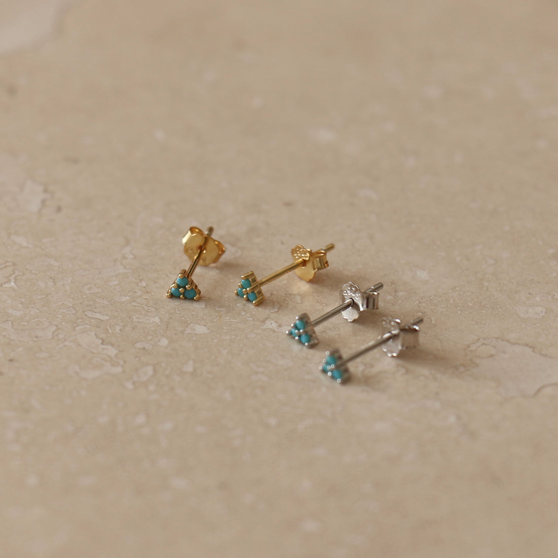 Trio Turquoise Micro Studs – Stud Earrings – Little Nell Jewellery