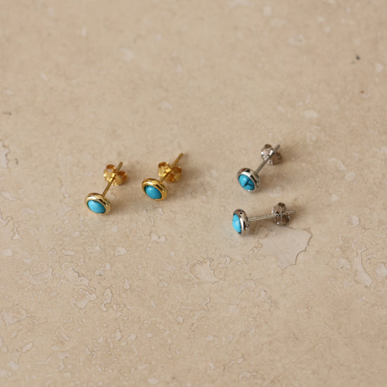 Load image into Gallery viewer, Gold or Silver Turquoise Studs
